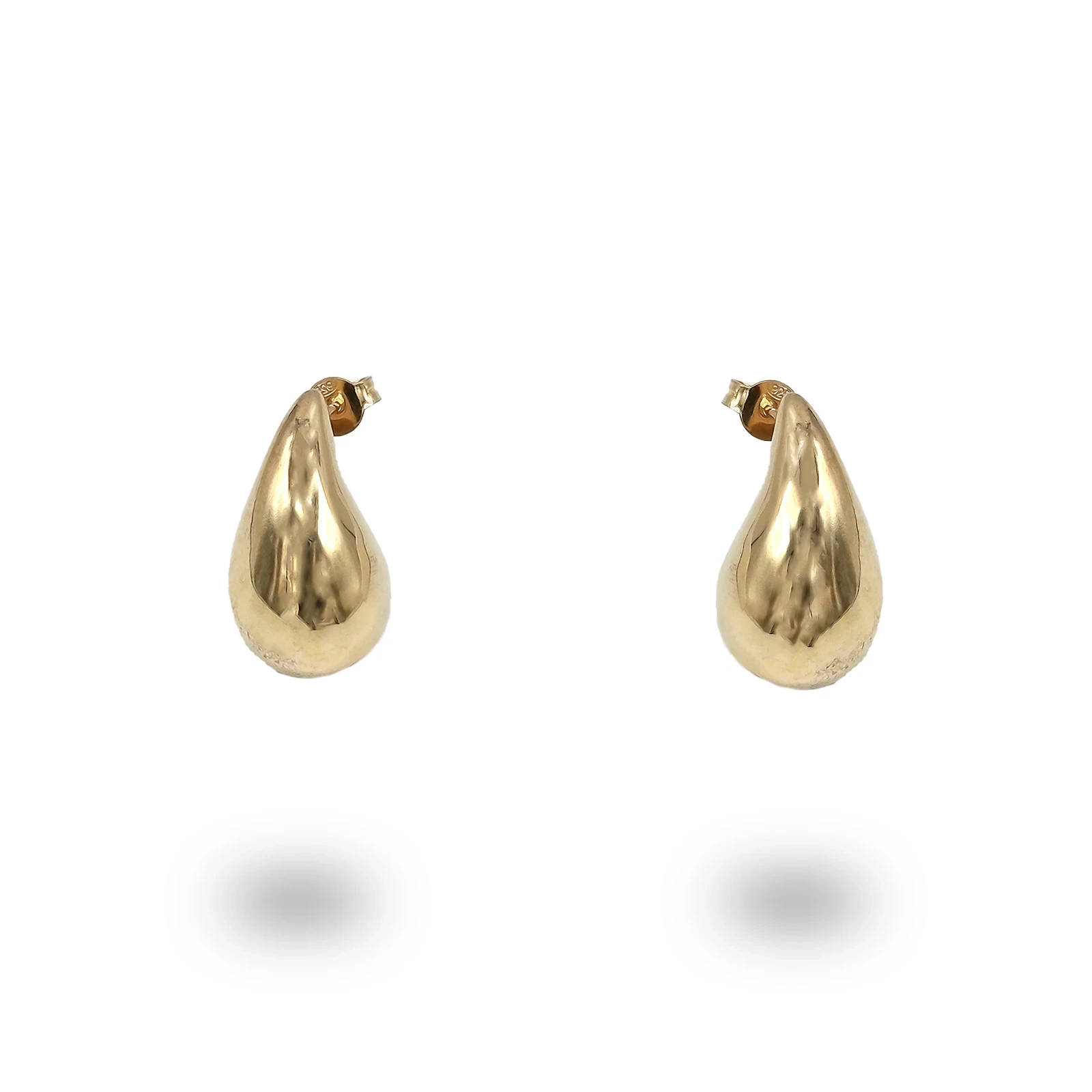 Orecchini Goccia liscia media in argento 925 dorato, linee pulite ed eleganza senza tempo