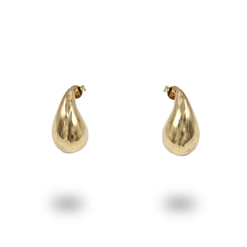Orecchini Goccia liscia media in argento 925 dorato, linee pulite ed eleganza senza tempo
