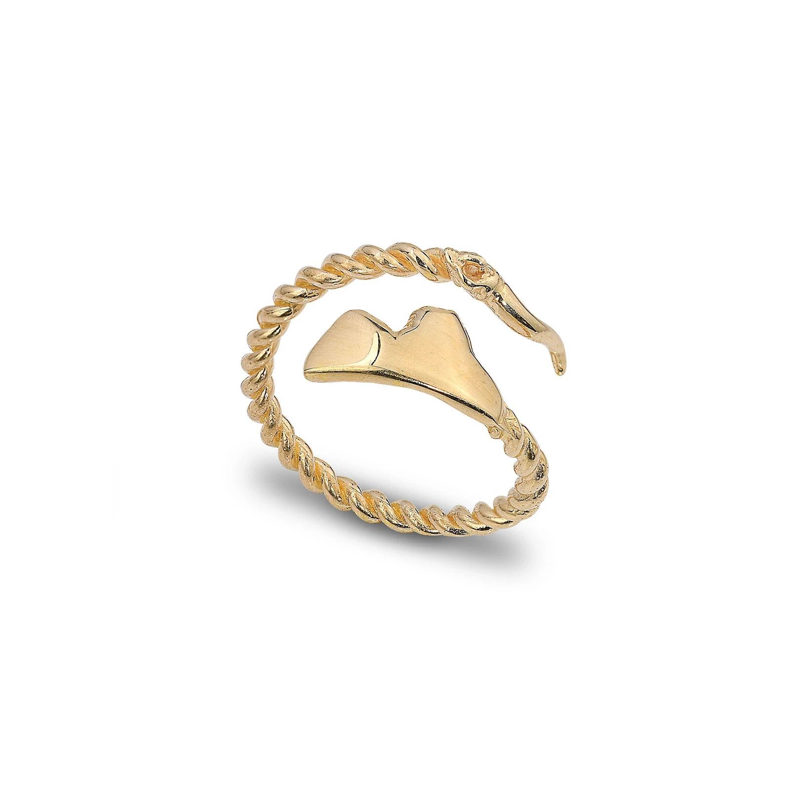 Anello Vesuvio e Corno in argento 925 placcato oro, personalizzabile e misura regolabile