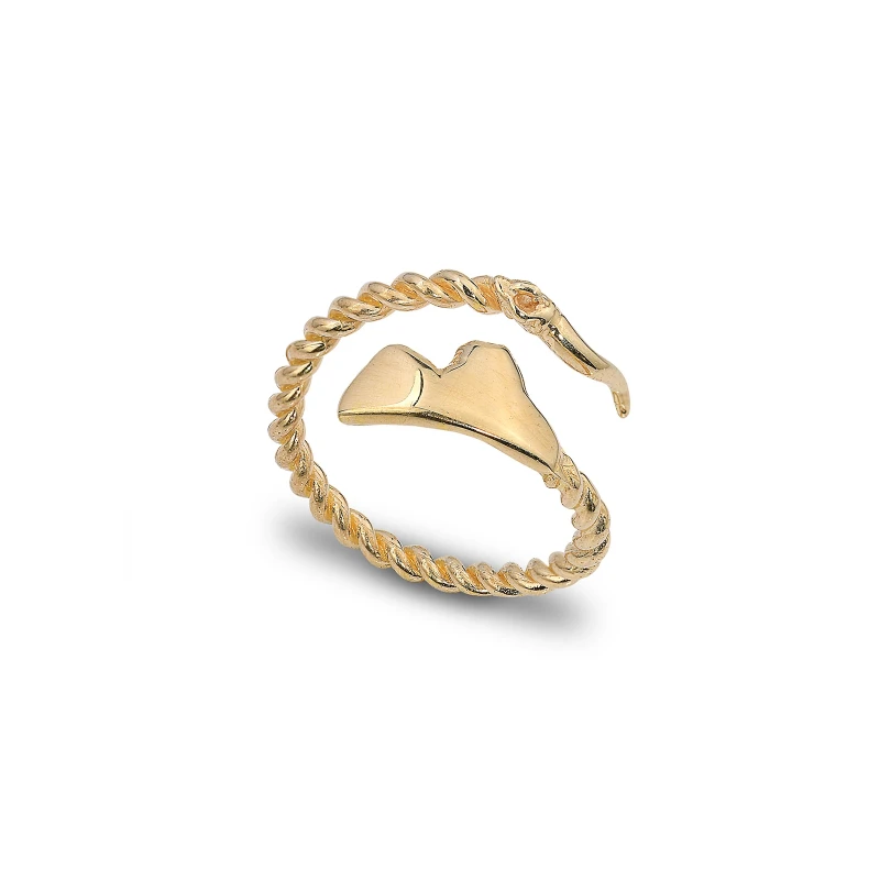 Anello Vesuvio e Corno in argento 925 placcato oro, personalizzabile e misura regolabile