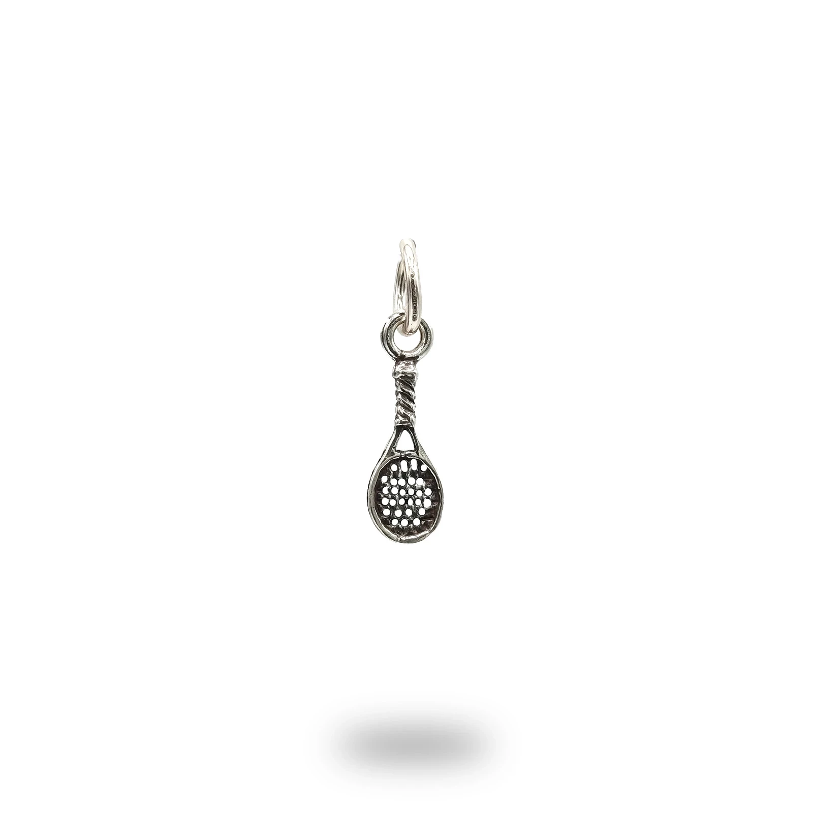 Ciondolo Racchetta da Tennis in argento 800 brunito, eleganza sportiva italiana
