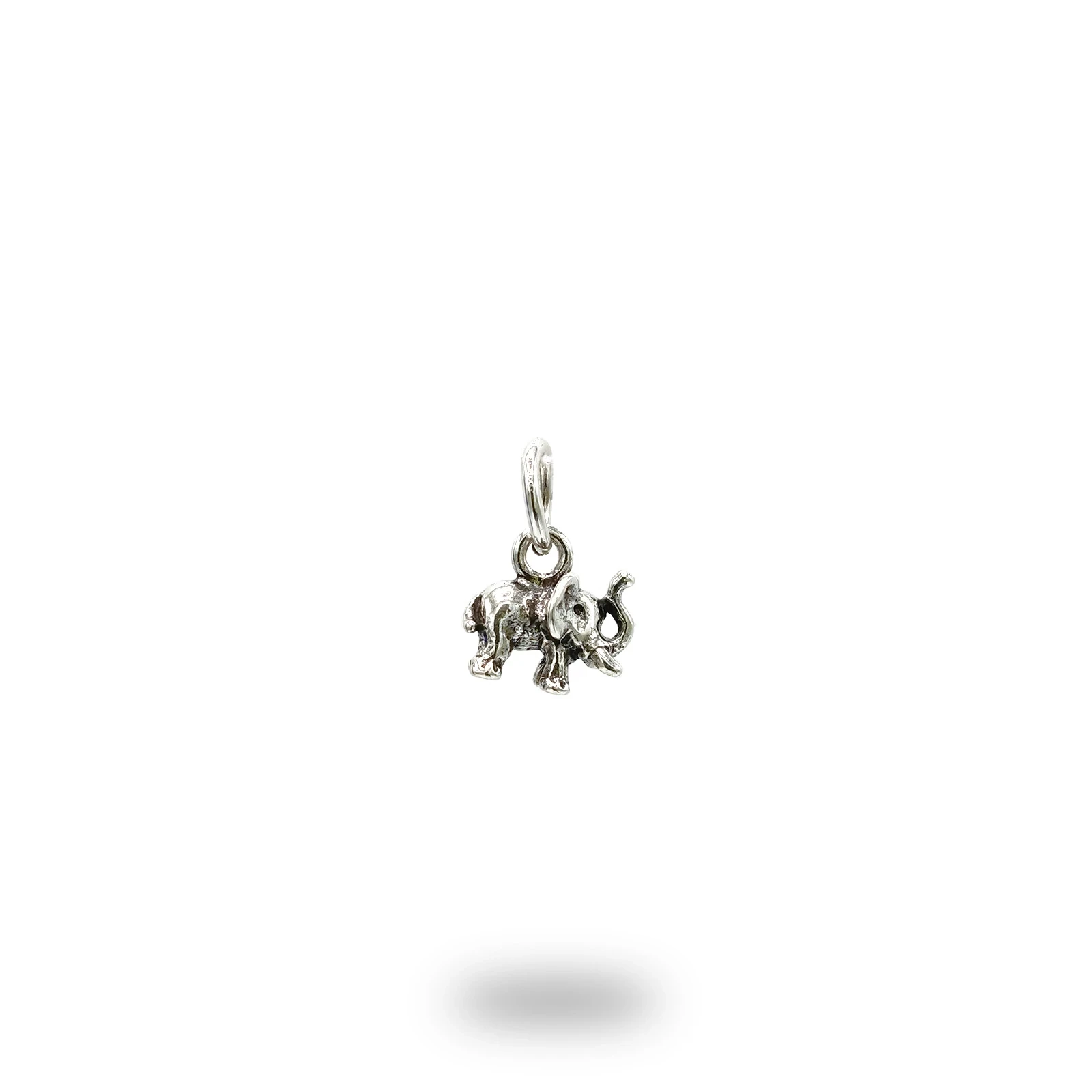Ciondolo con elefante piccolo in argento 800 brunito, portafortuna simbolico
