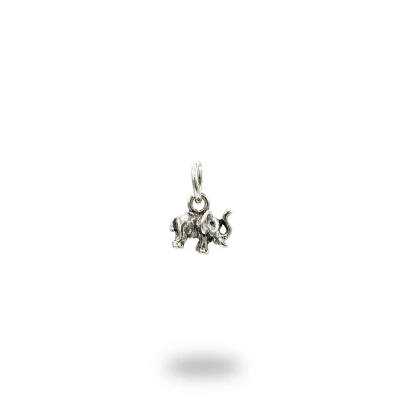 Ciondolo con elefante piccolo in argento 800 brunito, portafortuna simbolico