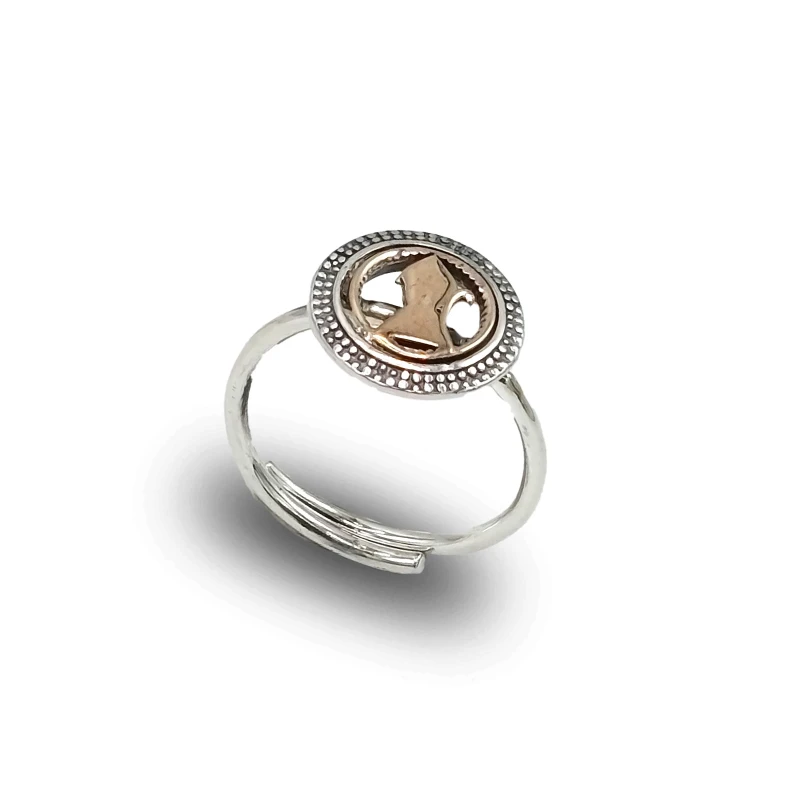 Anello bicolore in argento 925 con San Gennaro in bronzo – gioiello artigianale italiano