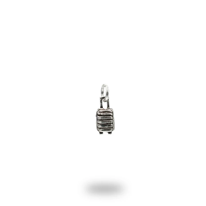 Ciondolo artigianale a forma di valigia trolley in argento 800 brunito, perfetto per amanti dei viaggi con stile