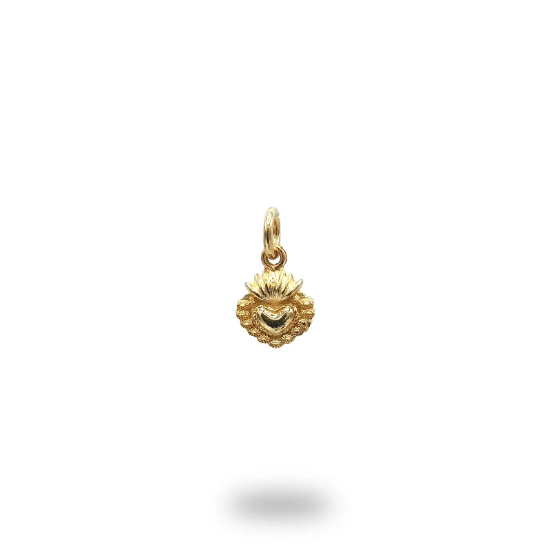 Pendente cuore ex voto con fiori in argento 925 dorato, realizzato a mano in Italia