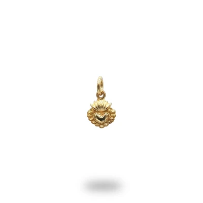 Pendente cuore ex voto con fiori in argento 925 dorato, realizzato a mano in Italia