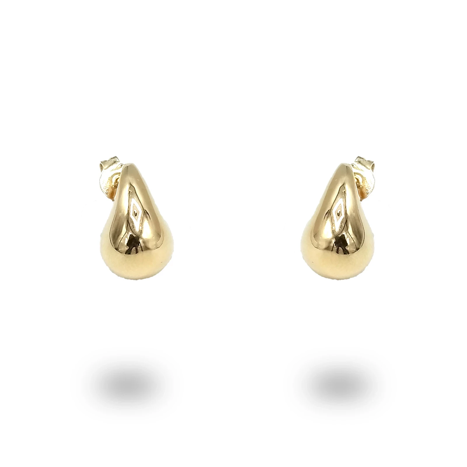 Orecchini Goccia liscia piccoli in argento 925 dorato, eleganza compatta e luminosa