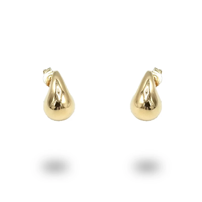 Orecchini Goccia liscia piccoli in argento 925 dorato, eleganza compatta e luminosa