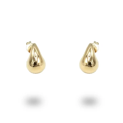 Orecchini Goccia liscia piccoli in argento 925 dorato, eleganza compatta e luminosa