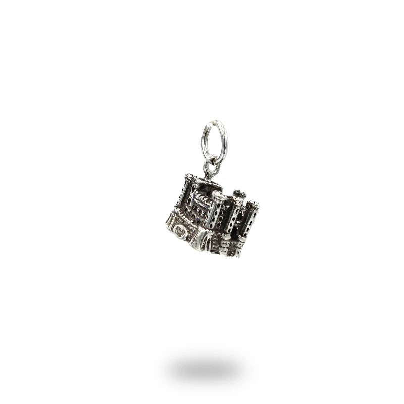 Charm con Maschio Angioino di Napoli in argento 800 brunito – gioiello artigianale italiano