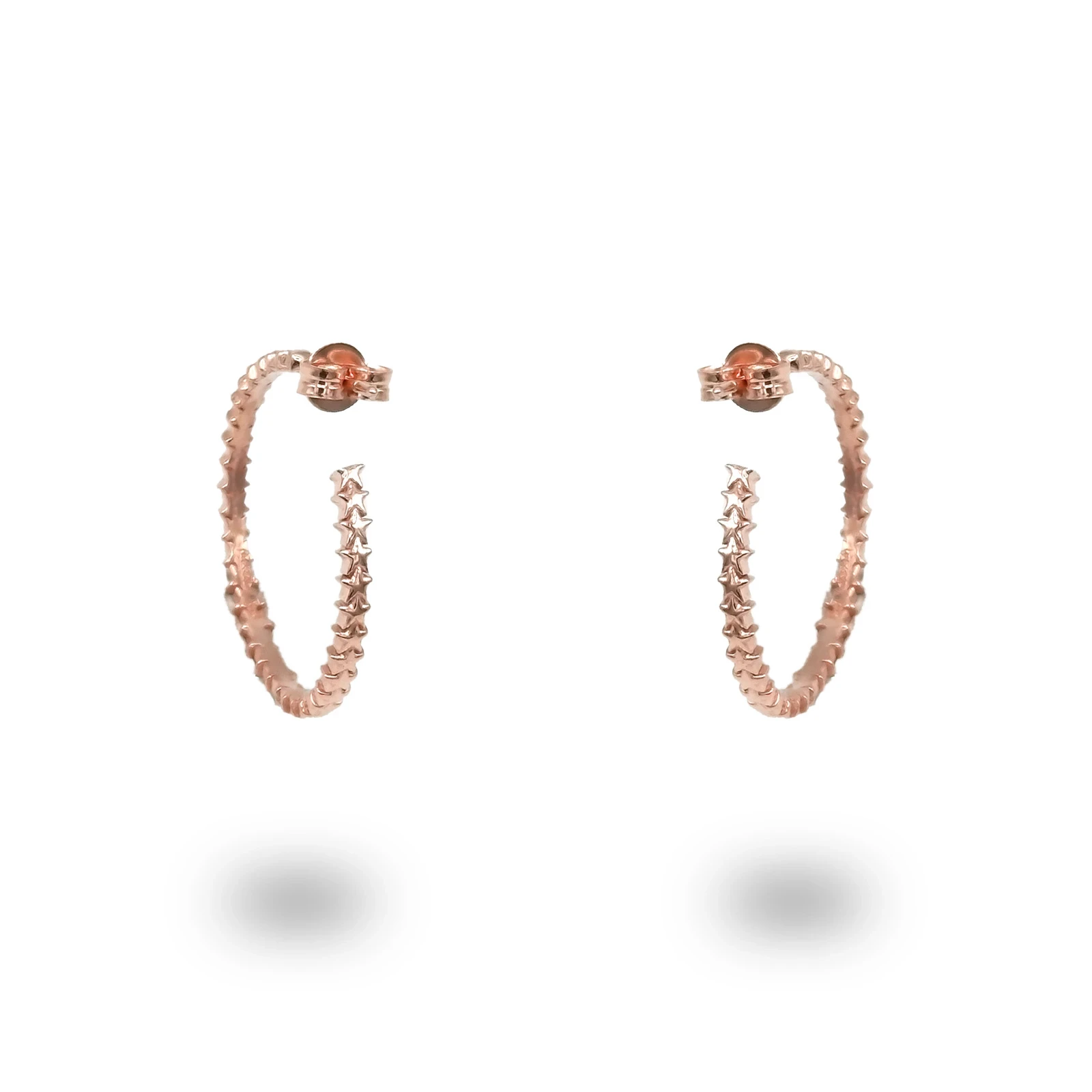 Orecchini a campanella con stelle in argento 925 placcato oro rosa, simbolo di luce e tradizione