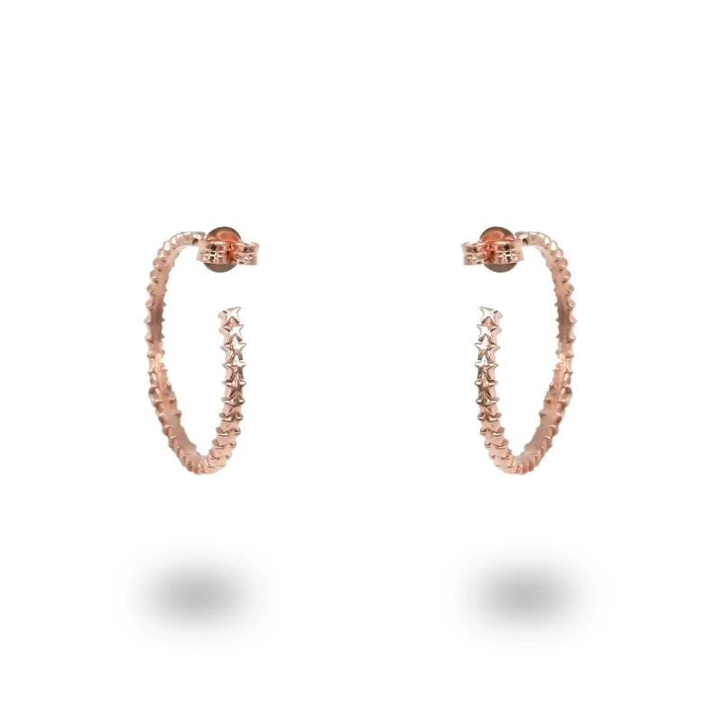 Orecchini a campanella con stelle in argento 925 placcato oro rosa, simbolo di luce e tradizione