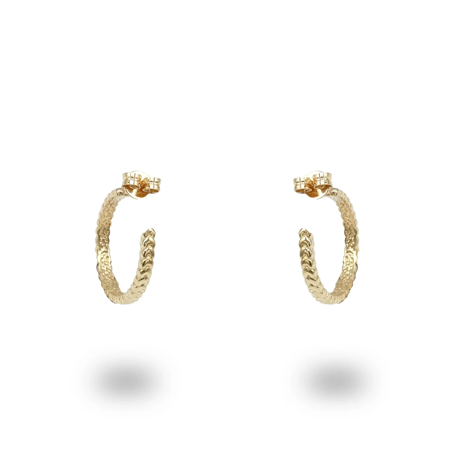Orecchini campanella piccoli con cuori in argento 925 dorato, dolcezza e luce artigianale