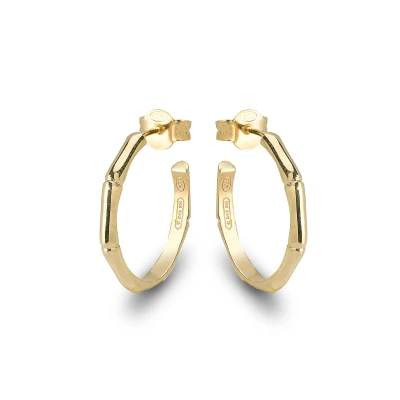 Orecchini in argento 925 placcato oro con motivo bambù – gioielli artigianali italiani