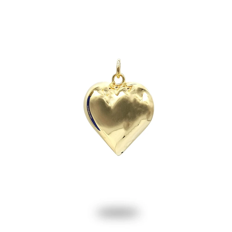 Pendente Cuore Chiama Angeli grande in argento 800 dorato artigianale