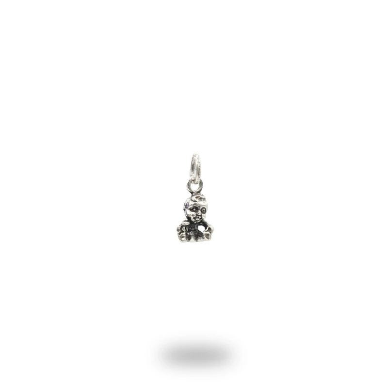 Pendente Bimbo con ciuccio in argento 800 artigianale