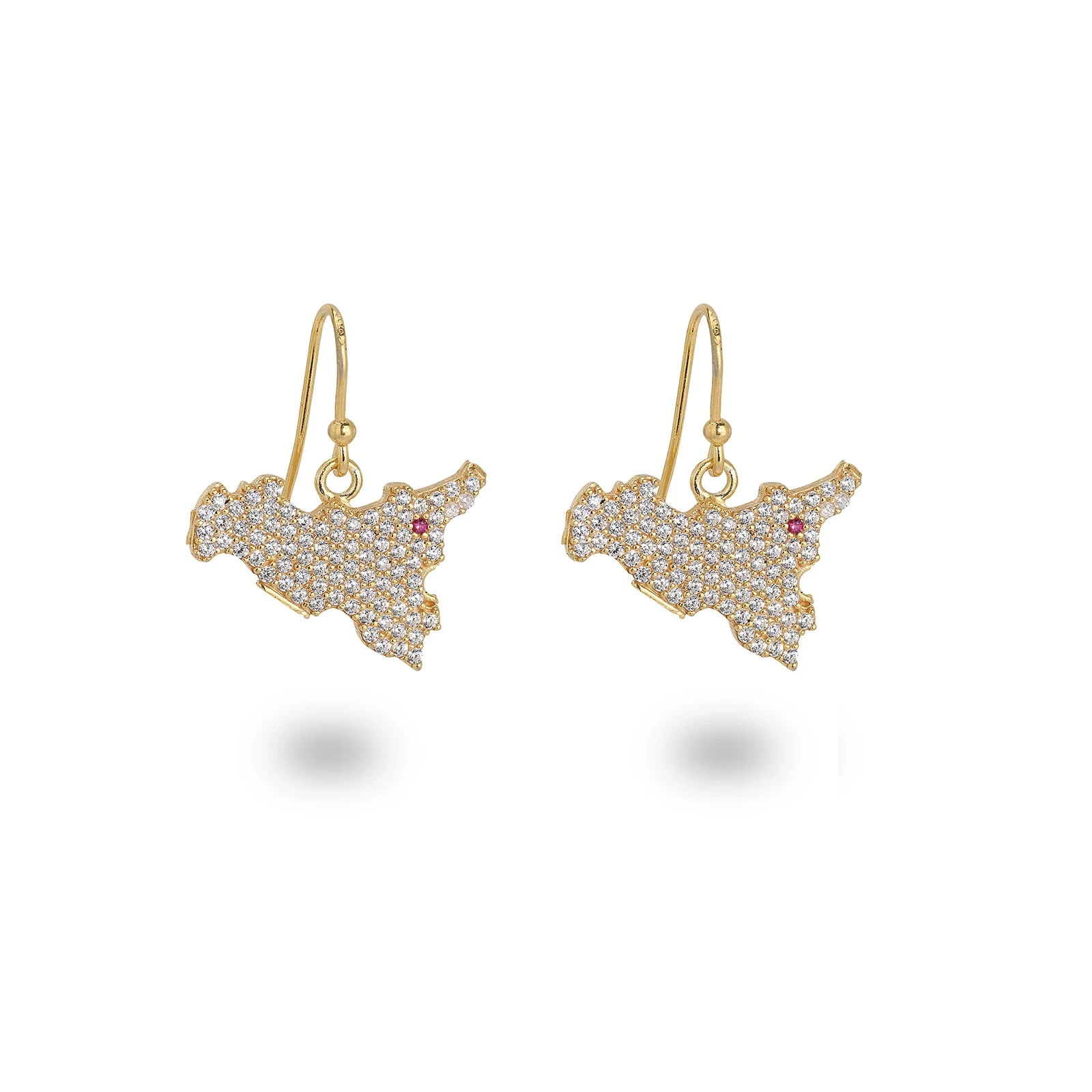 Orecchini Sicilia Argento 925 Dorato con Zirconi – Made in Italy