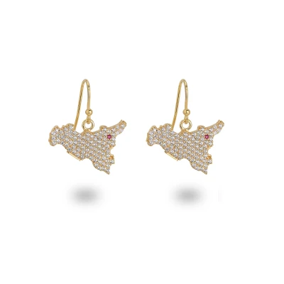 Orecchini Sicilia Argento 925 Dorato con Zirconi – Made in Italy