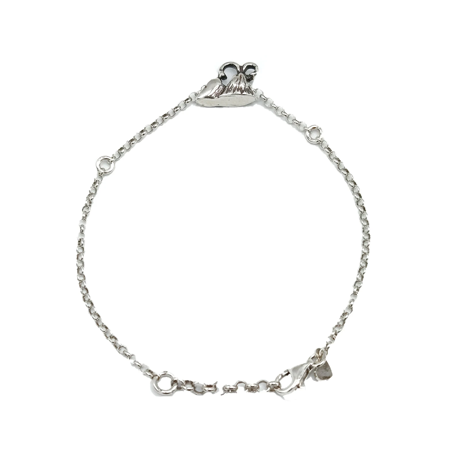 Bracciale in argento 925 brunito con Vesuvio passante, simbolo iconico della tradizione napoletana