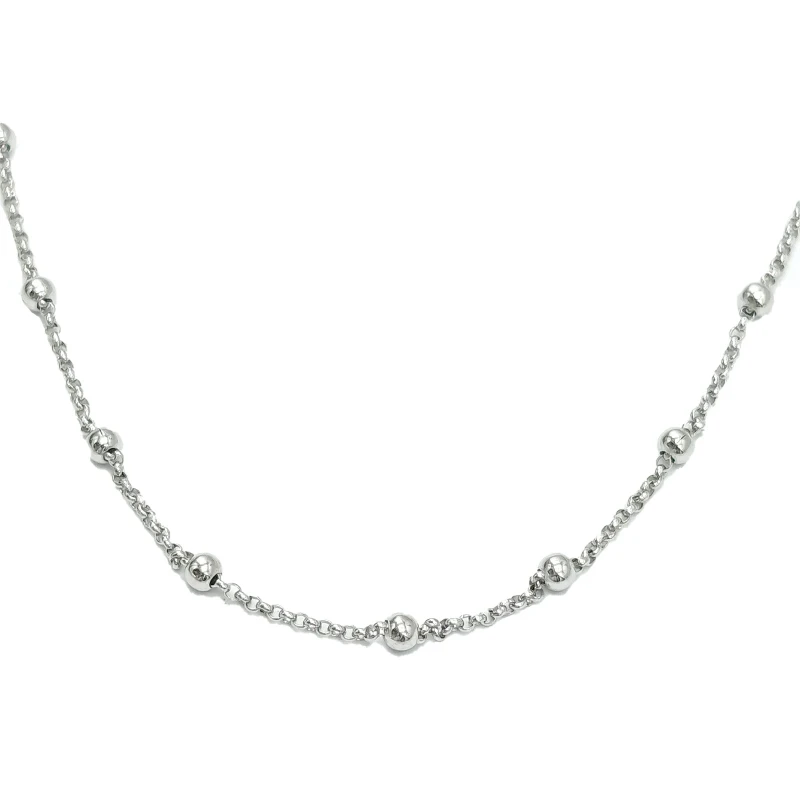 Collana rosario artigianale in argento 925 rodiato, simbolo di fede ed eleganza