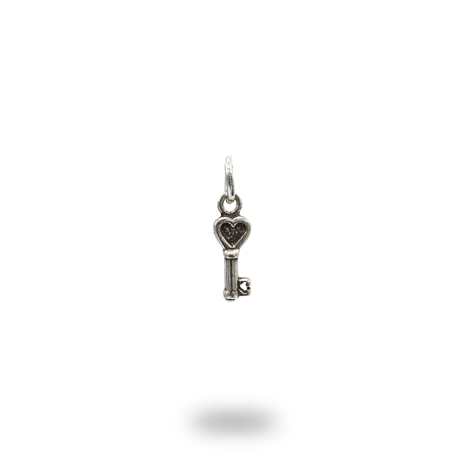 Pendente Chiave con cuore in argento 800 brunito artigianale