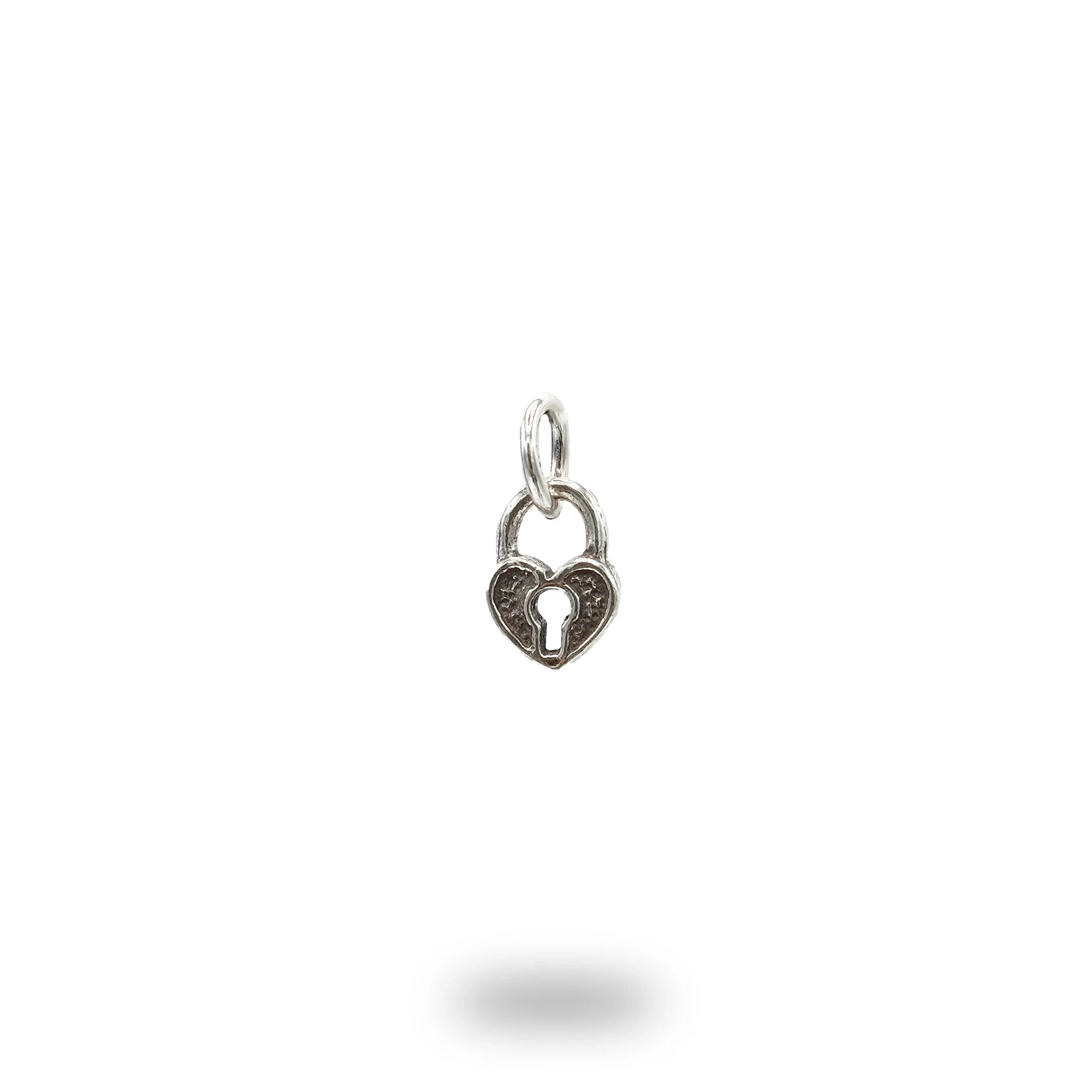 Pendente Lucchetto con cuore in argento 800 brunito artigianale