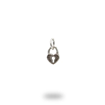 Pendente Lucchetto con cuore in argento 800 brunito artigianale