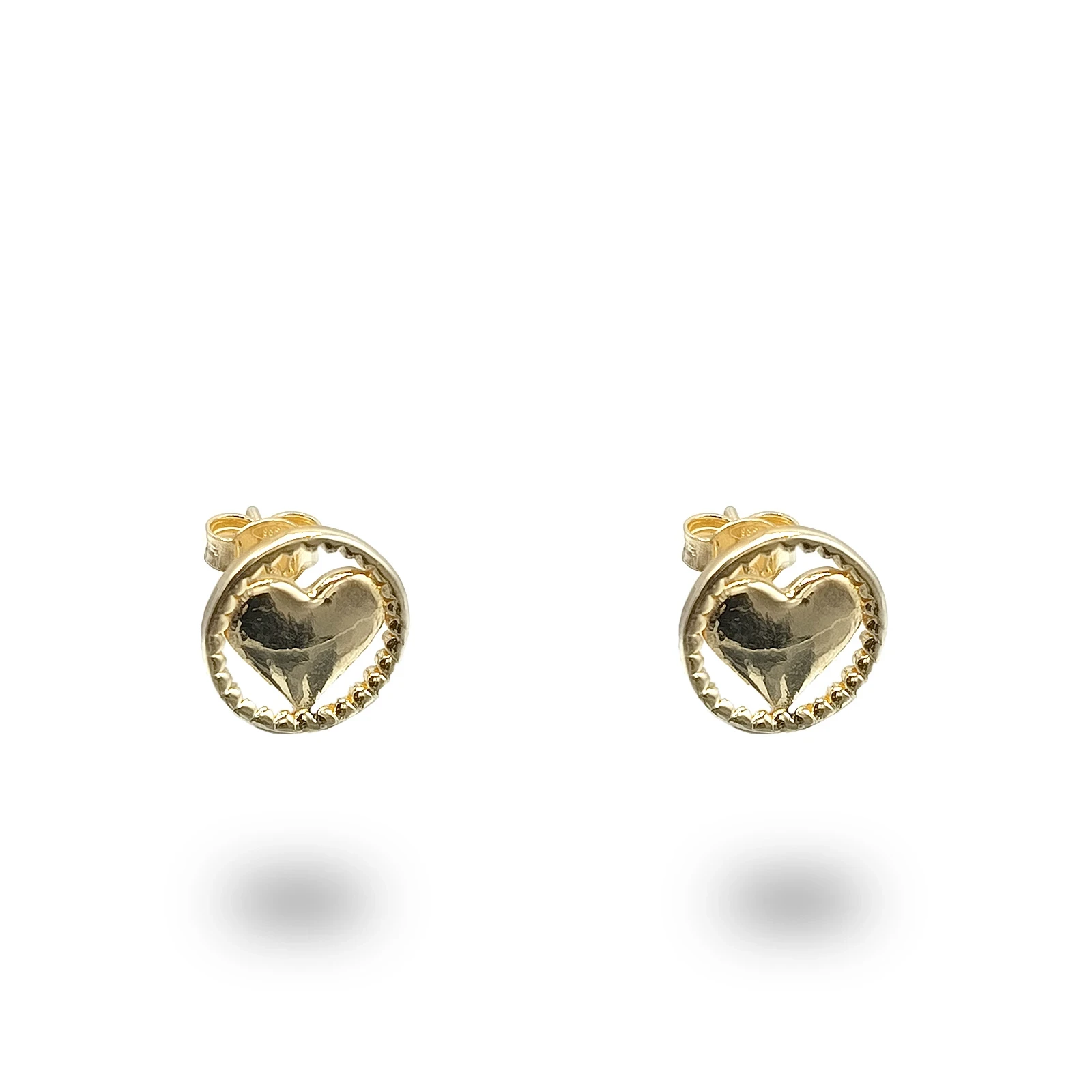 Orecchini con cuore in argento 925 dorato artigianali