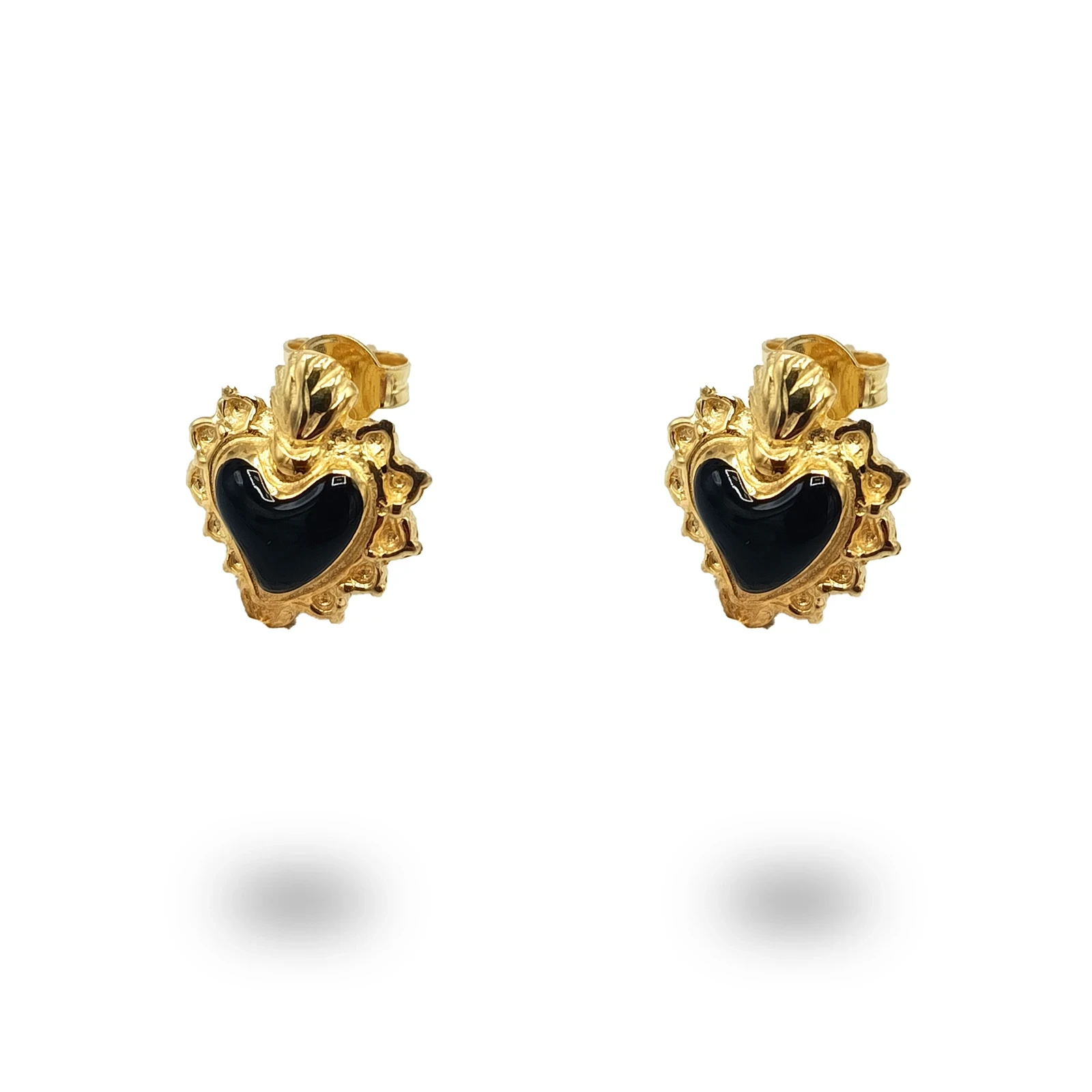 Orecchini Cuore Sacro in Argento 925 Dorato e Smalto – Artigianale Made in Italy