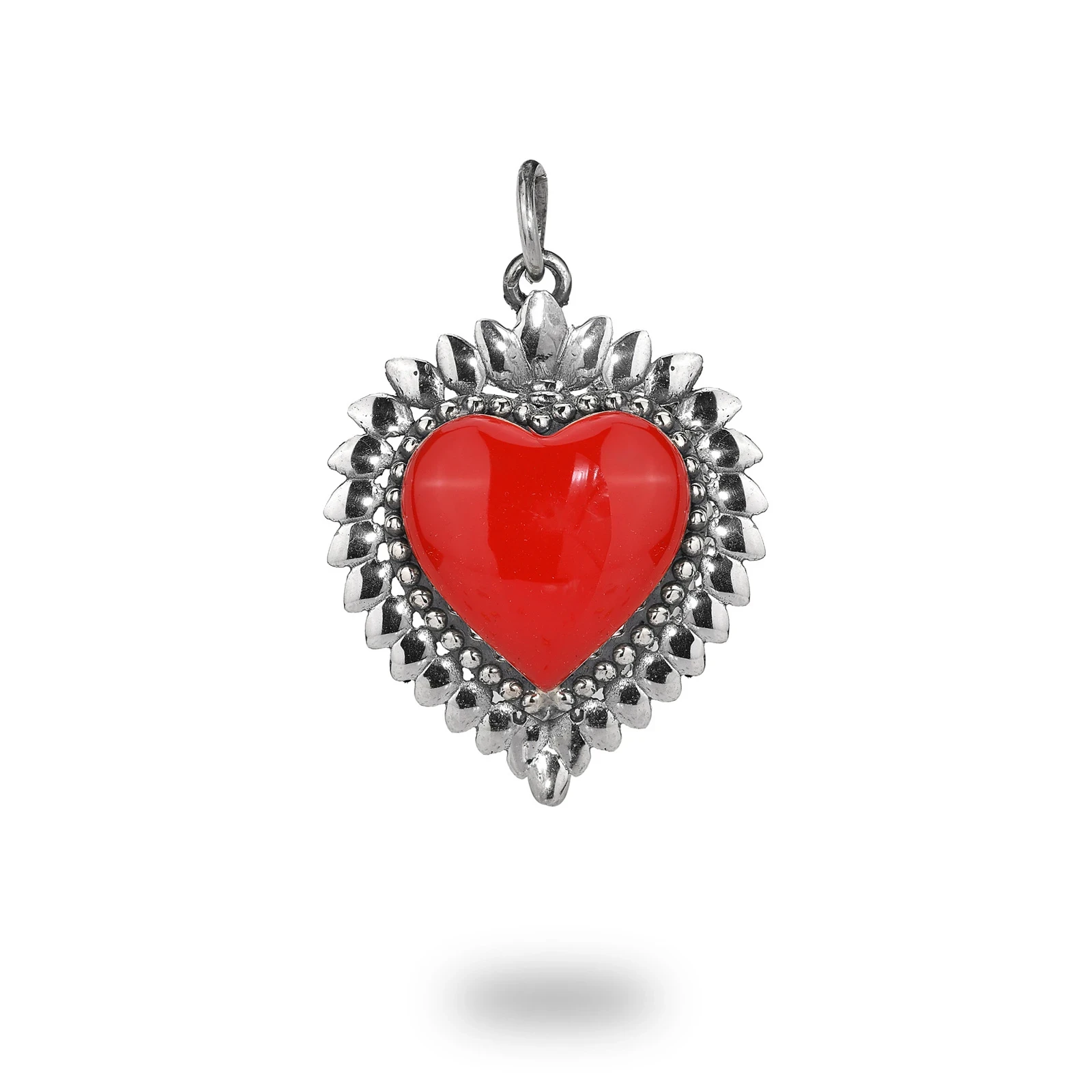 Cuore Ex Voto in Argento Smaltato – Artigianale Made in Italy