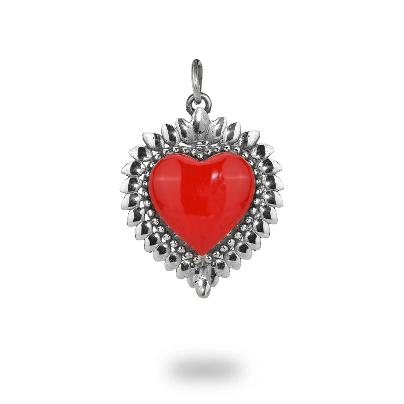 Cuore Ex Voto in Argento Smaltato – Artigianale Made in Italy