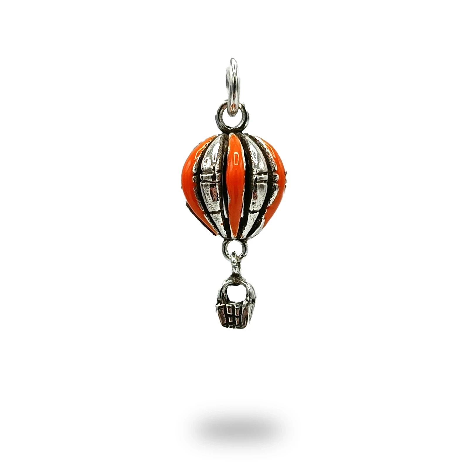 Ciondolo Mongolfiera in Argento 800 Brunito Smaltato con Cestino Movibile – Made in Italy