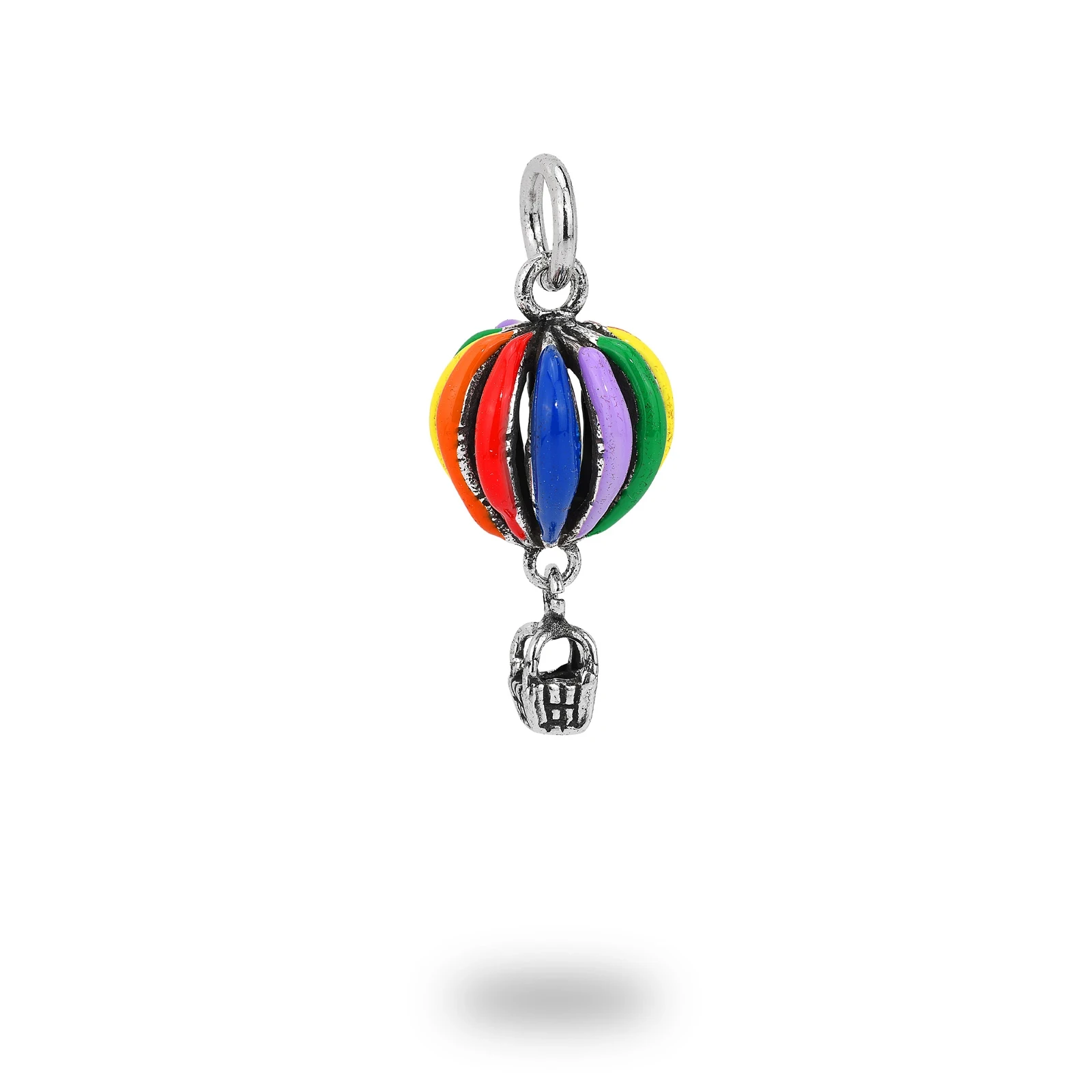 Ciondolo Mongolfiera in Argento 800 Brunito Smaltato con Cestino Movibile – Made in Italy