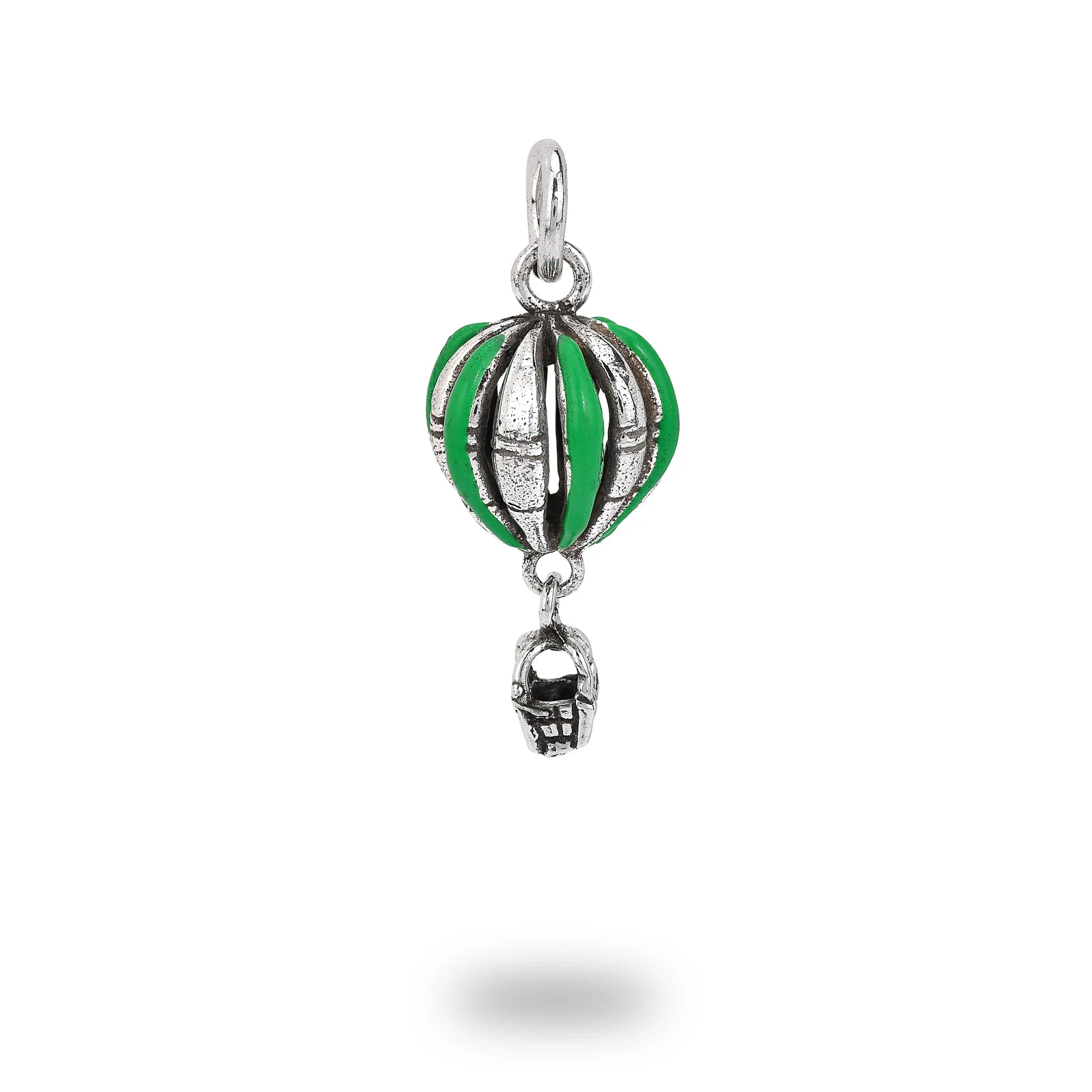 Ciondolo Mongolfiera in Argento 800 Brunito Smaltato con Cestino Movibile – Made in Italy