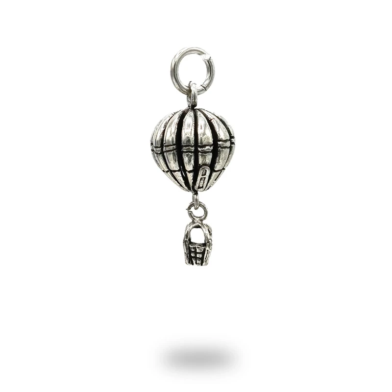 Ciondolo Mongolfiera in Argento 800 Brunito Smaltato con Cestino Movibile – Made in Italy