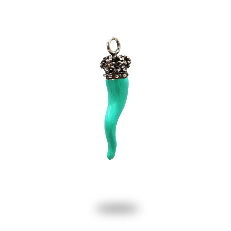 Corno con Corona Borbonica in Argento 800 Smaltato | Made in Italy