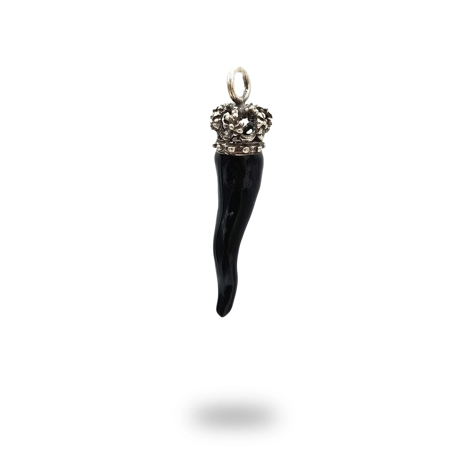 Corno con Corona Borbonica in Argento 800 Smaltato | Made in Italy