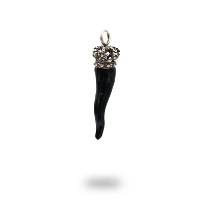 Corno con Corona Borbonica in Argento 800 Smaltato | Made in Italy