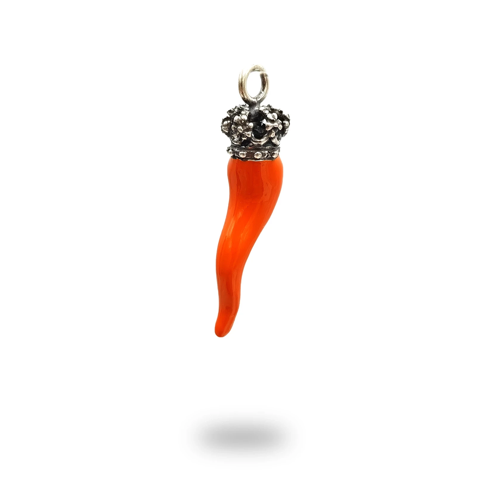Corno con Corona Borbonica in Argento 800 Smaltato | Made in Italy