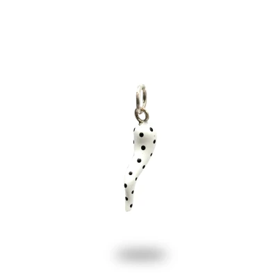 Corno Argento 800 Brunito Smaltato Rosso – Amuleto Artigianale