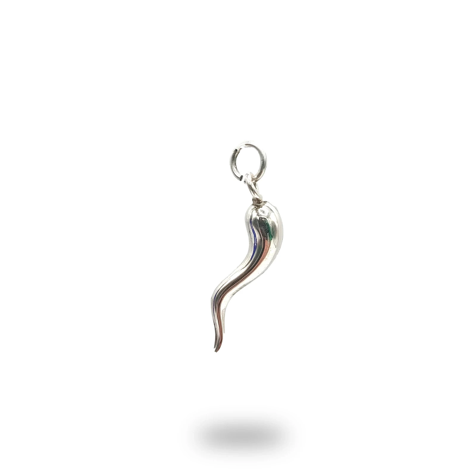 Corno Argento 800 Brunito Smaltato Rosso – Amuleto Artigianale
