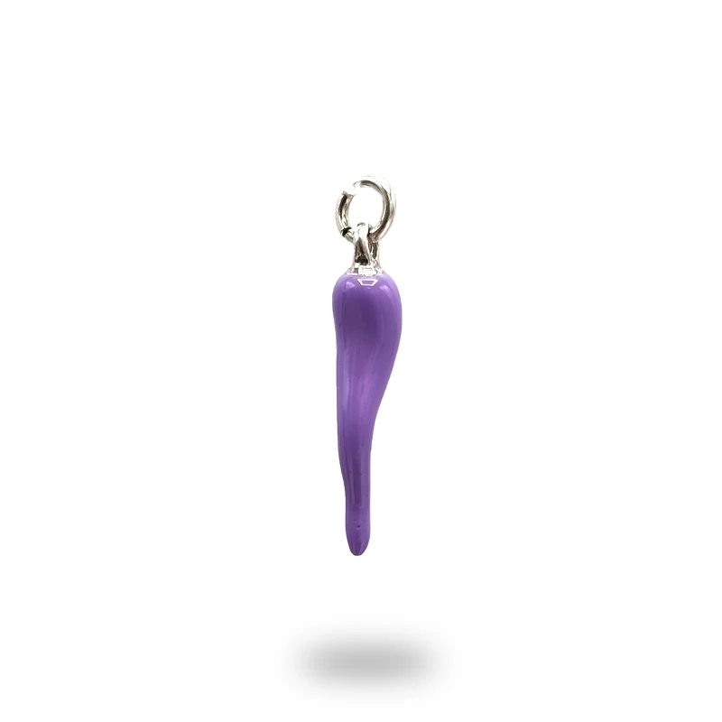 Corno Scaramantico in Argento 800 Brunito con Smalto Colorato| Made in Italy