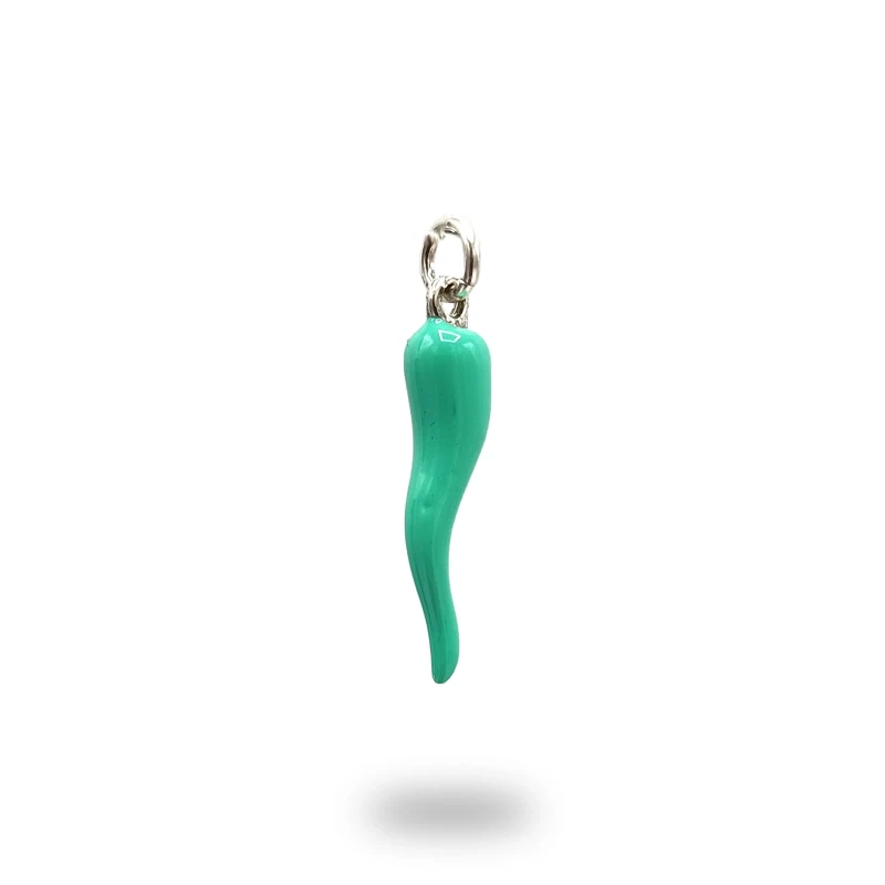 Corno Scaramantico in Argento 800 Brunito con Smalto Colorato| Made in Italy