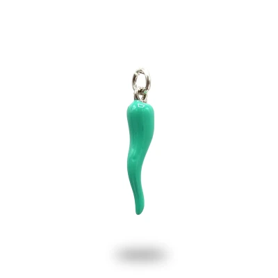 Corno Scaramantico in Argento 800 Brunito con Smalto Colorato| Made in Italy
