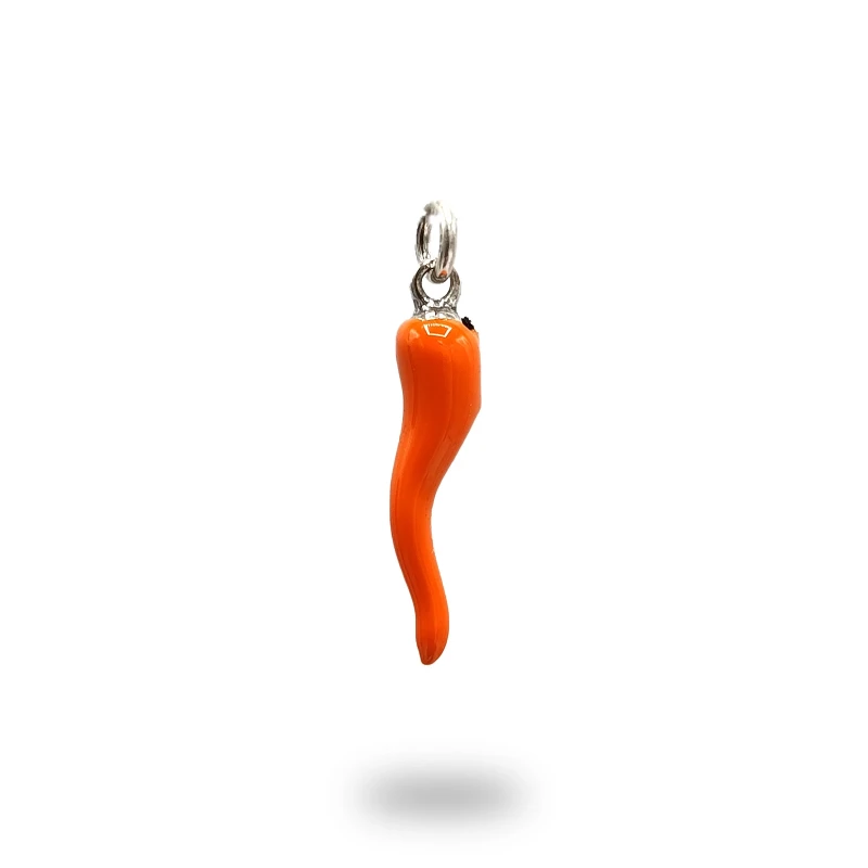 Corno Scaramantico in Argento 800 Brunito con Smalto Colorato| Made in Italy