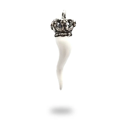 Corno Scaramantico in Argento 800 Brunito e Smaltato| Pendente