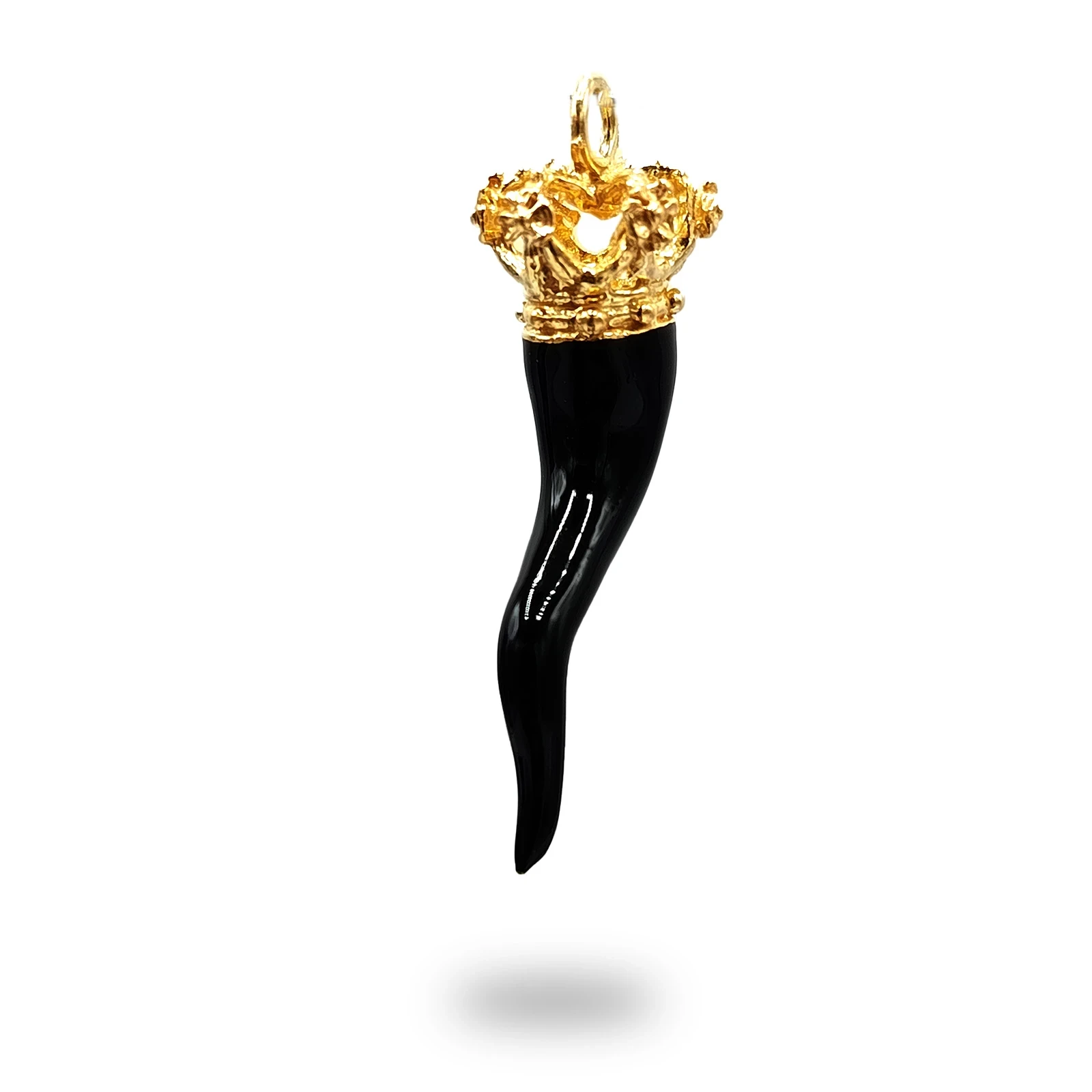 Corno con Corona Borbonica in Argento 800 Dorato Smaltato Rosso