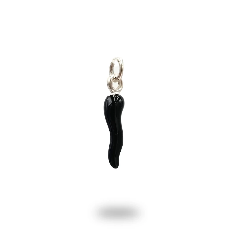 Corno Scaramantico in Argento 800 Brunito Smaltato | Amuleto