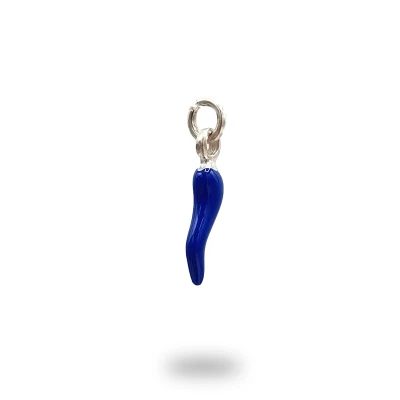 Corno Scaramantico in Argento 800 Brunito Smaltato | Amuleto